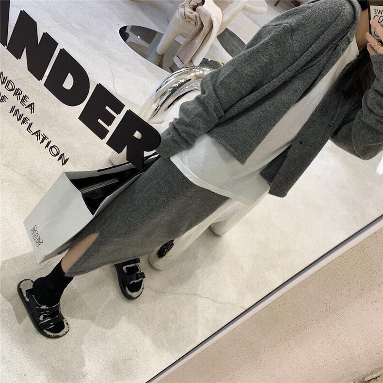 连帽针织开衫套装，女装职业装，XTZ style