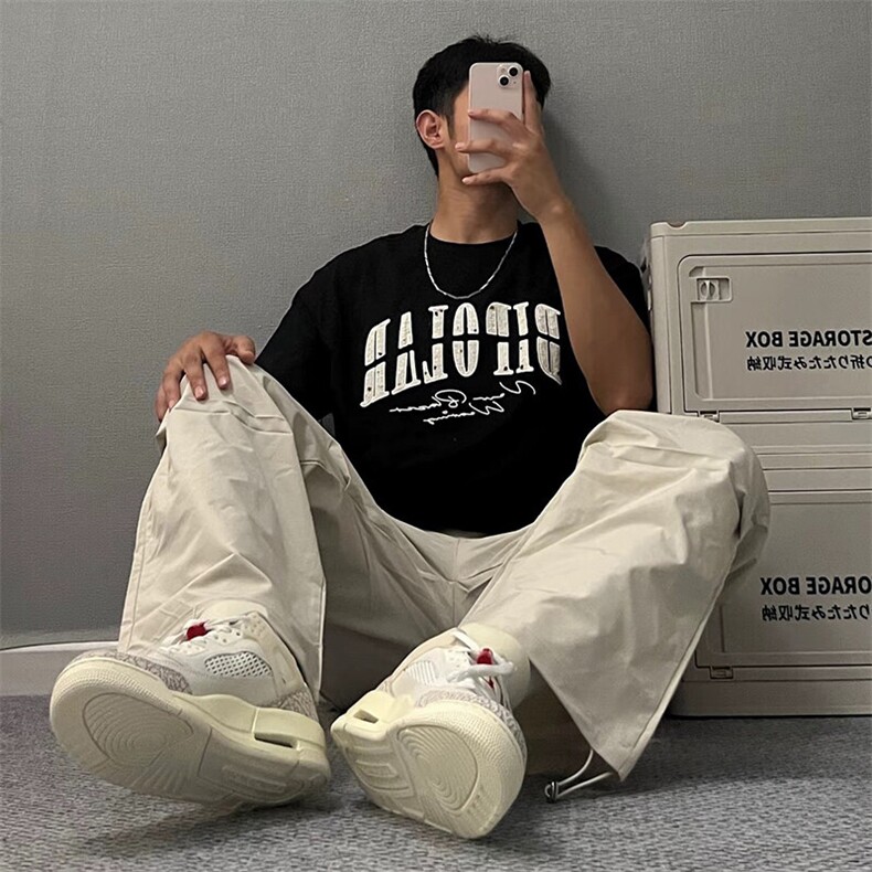 万针全刺绣工艺抖音得物高品质260克重磅纯棉双纱美式高街短袖T恤,男装T恤,电商A486