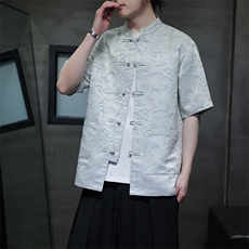 现货T恤复古风夏季新款宽松大码短袖衬衫A021-CS7098-P70，男装T恤，电商A021