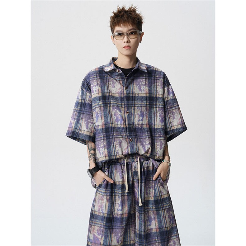 TZ1150-特45控88多色海滩冰丝凉感大码套装衬衫速干运动两件套,男装休闲套装,电商A059