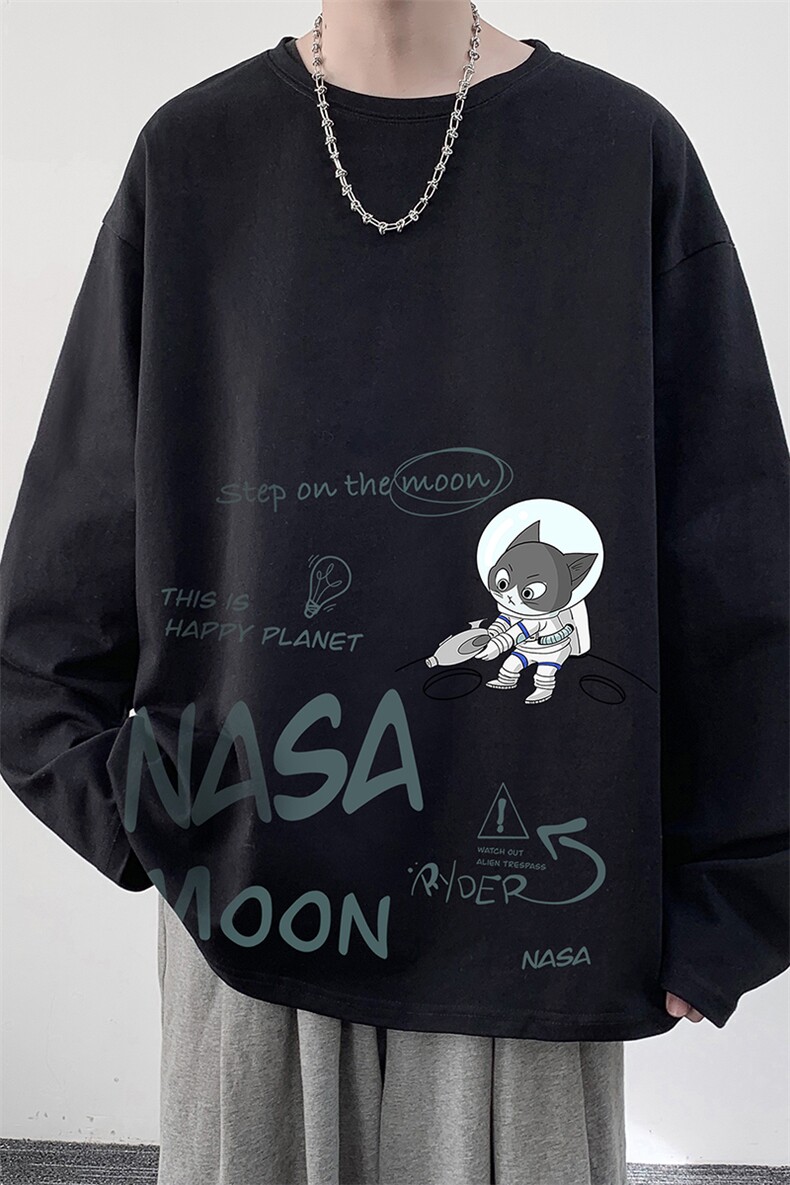 NASA联名同款控48重磅230g纯棉长袖t恤男大码圆领卫衣TX3187-P28,男装T恤,电商A040