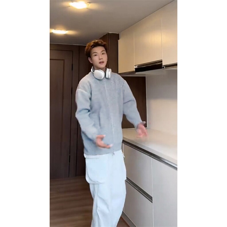 重磅秋冬北极绒双拉链毛衣开衫美式复古休闲慵懒风宽松针织衫外套,男装针织衫/毛衣,电商A486-1