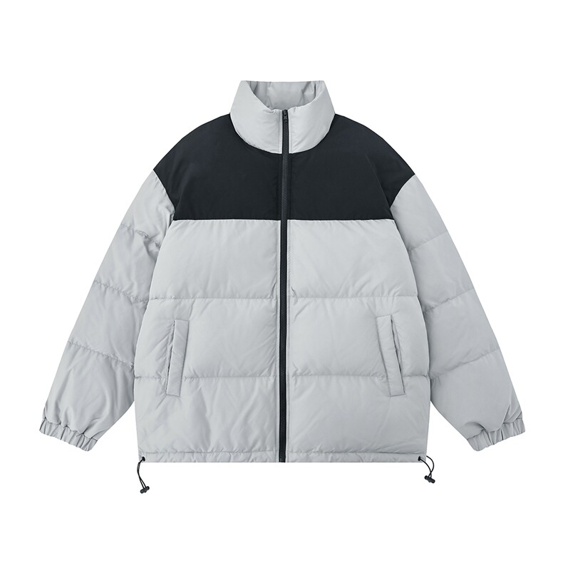 白底平铺可二开 拼接撞色休闲立领情侣棉服A247-MY250特批50图片