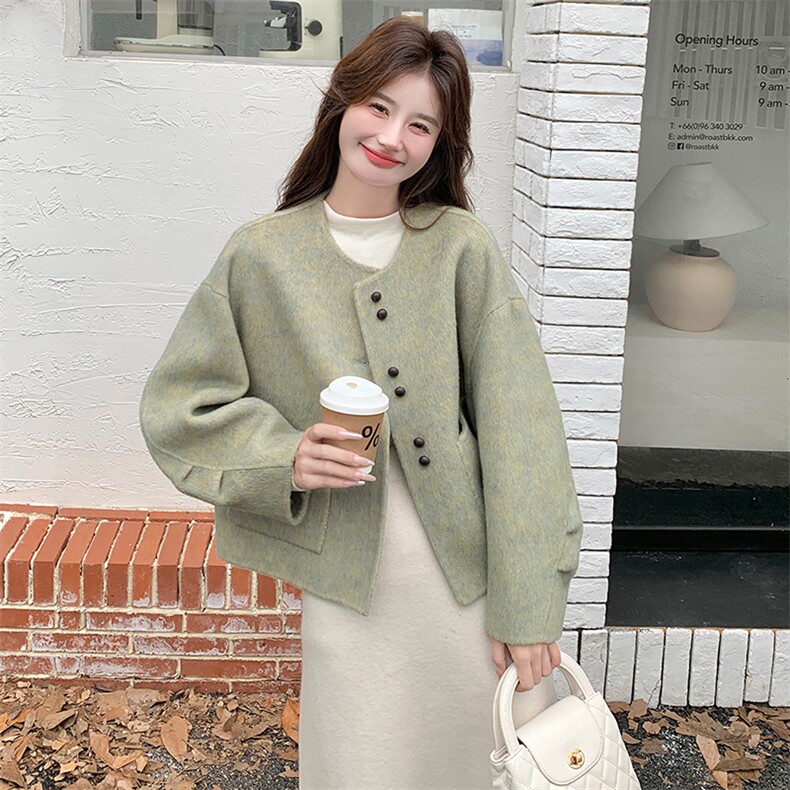小香风双面羊毛大衣小个子毛呢外套2025秋冬季新款精致短款上衣，女装双面呢大衣，天使之佳话