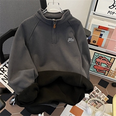 加绒加厚冬款男立领卫衣拉链字母刺绣宽松保暖外套WY186P65，男装卫衣，星座1013-1