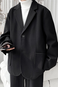 N6169/P95加棉P105冬季新开叉呢料毛呢西服男宽松外套上衣呢大衣图片