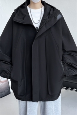 JK9085/P75春装新款连帽夹克男防水防风冲锋衣潮男大码外套上衣，男装夹克，电商A141