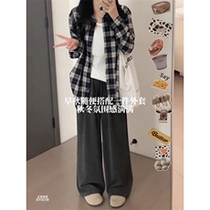 现货美式重磅卫裤男秋冬加绒阔腿糯米裤休闲裤L04099-P35加绒43，男装休闲裤，星座1008