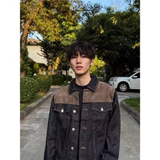 有货。牛仔外套男拼色百搭宽松外套W6925-P78，男装工装外套，星座412-3