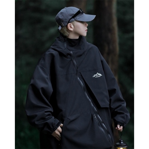 街头潮牌痞帅机能斜链接运动夹克登山服连帽冲锋衣外套 W7898-P66图片