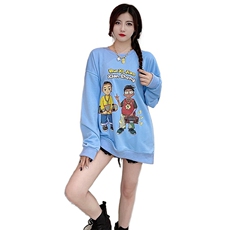 港风模特情侣款卡通动漫印花卫衣长袖T恤女上衣WY313P35限48，男装卫衣，电商A089-1