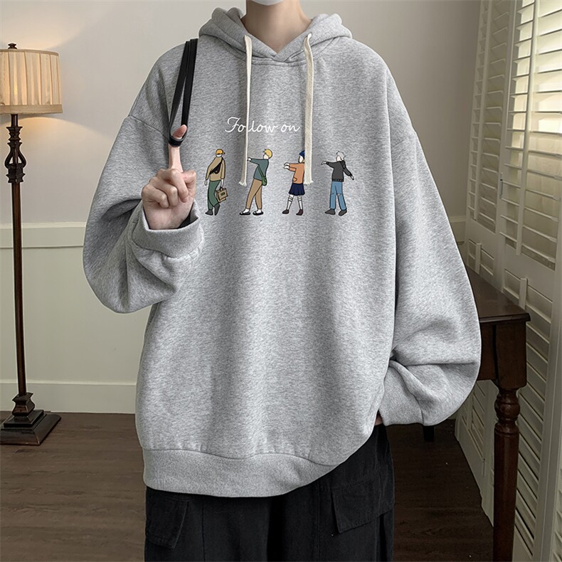 连帽卫衣男大码运动服帽衫外套WY2043-P35加绒款P40,男装卫衣,电商A040