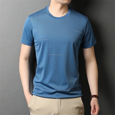 2023新款男士短袖t恤时尚透气圆领爸爸夏季衣服宽松父亲夏装P80，男装T恤，钱塘6003A(原)4033A
