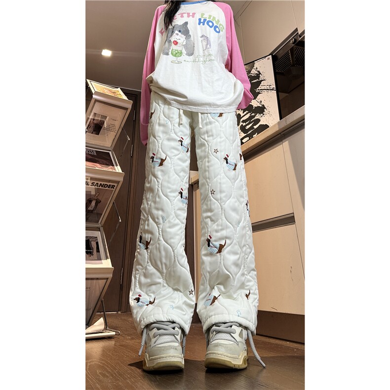抖音品质冬季新款潮流满印小狗宽松加厚棉裤B315-K882-特p45控88,男装休闲裤,电商B315