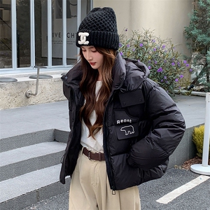 现货可推2025冬装新款气质加厚白鸭绒保暖短款连帽羽绒服女图片