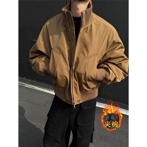 冬季外套美式复古立领面包棉服短宽飞行夹克保暖棉衣M0618-P63图片
