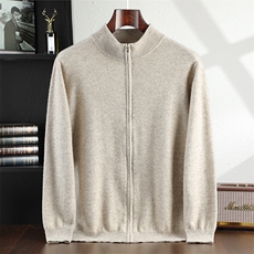 男款衫35%秋冬保暖拉链简约男装，男装羊绒开衫，飞邦羊绒