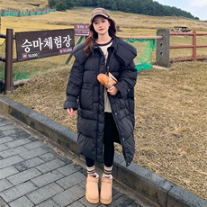 韩版减龄加厚娃娃领中长款羽绒服女2025年冬季新款显瘦白鸭绒外套，女装羽绒服，魅家