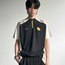 半拉链撞色凉感t恤男女夏季薄款户外运动训练服球衣防晒速干短袖，男装防晒衣，星座506A