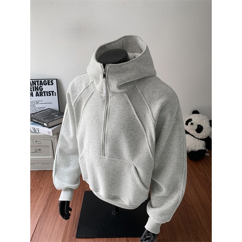 W8595特P55假模420克高品质拼接罗口带帽个性卫衣男，男装卫衣，电商B205