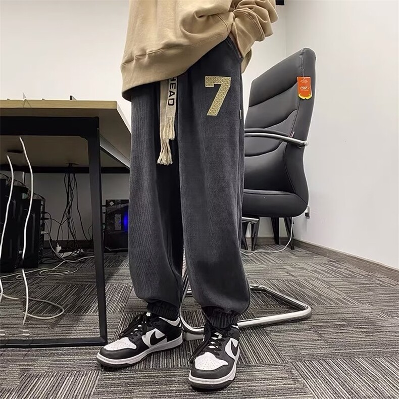 秋冬季微弹裤子休闲潮流运动束脚裤帅气长裤AK73-常规P25加绒P35，男装卫衣，星座1703A-1