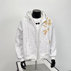 美式复古枫叶刺绣卫衣男女小众设计感休闲潮百搭外套914-4-W05，女装短外套，星座914-4