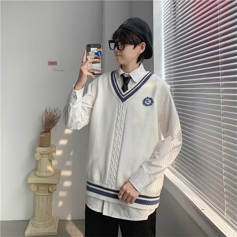 男女宽松V领背心毛衣秋冬针织马甲学院风秋外套Z655-P40,男装背心/马甲,星座1109-3