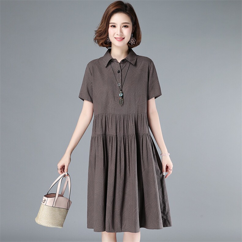 2021年夏季通勤套头时尚宽松百褶短袖百搭连衣裙,女装连衣裙,丽影随形