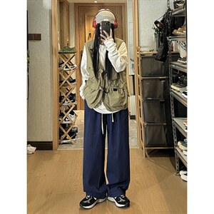 秋季新款阔腿灯笼水洗工装裤女模 XZ604-KG35-P55控68,男装工装外套,星座604