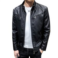 涂J男式PU立领青年休闲修身机车皮夹克外套男男装皮衣男，男装皮衣，电商D310（原电商305）