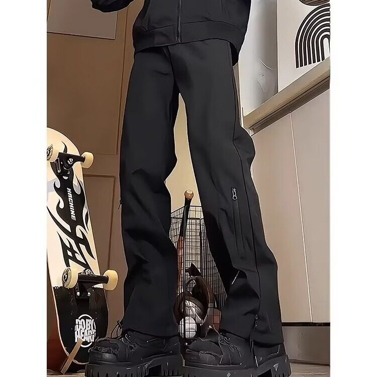黑色防水冲锋裤男夏季潮牌高街休闲春秋美式vibe户外运动登山长裤,男装休闲裤,星座506A