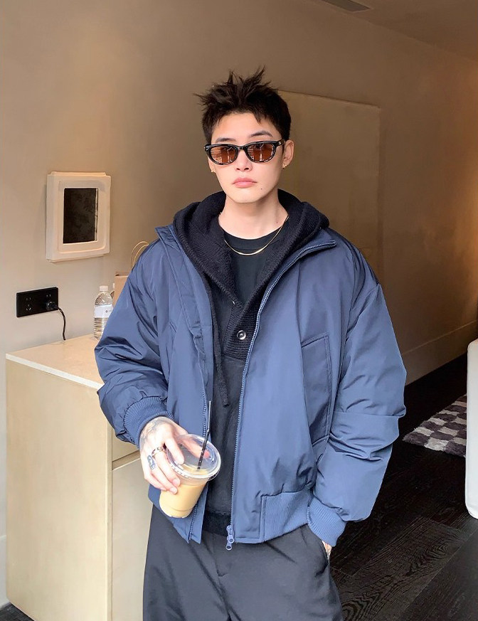 现货26春装美拉德立领飞行夹克纯色复古廓形高街棒球服外套,男装夹克,电商A486
