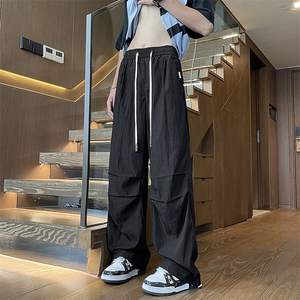 美式工装裤休闲裤夏季宽松运动裤阔腿裤拖地长裤子图片