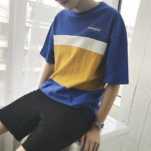 港风纯棉圆领短袖T恤原宿时尚体恤春夏季半袖衣服DS100T图片