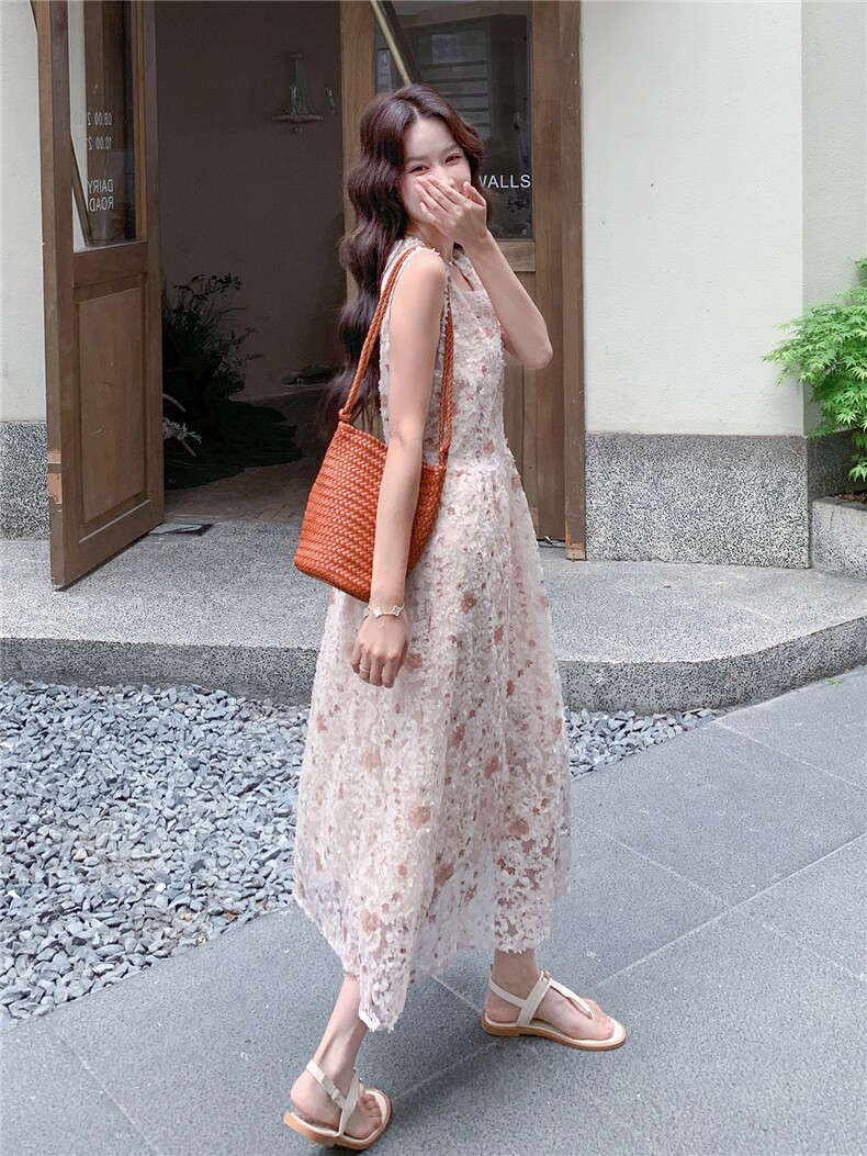 《26夏上新》立体花朵超柔软气质甜美可收腰仙女连衣裙女,女装连衣裙,苗苗