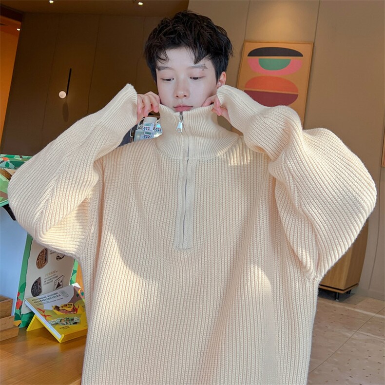 ！2023冬季新款男士撞色毛衣半高领立领潮流外套M901P55,男装针织衫/毛衣,电商B220