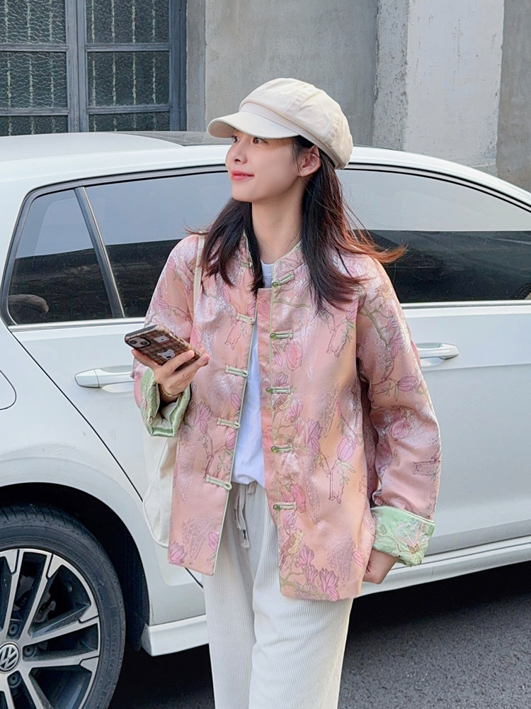 现货！2607A款新中式提花刺绣短款轻薄羽绒服女,女装羽绒服,衣秀之家