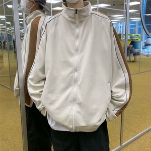麂皮绒翻领休闲外套男士春秋潮牌夹克痞帅男生装棒球服JK117P63