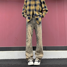 2025新款美式高街小众微喇牛仔裤复古水洗中性男现货K8364-P37，男装牛仔裤，星座512-4