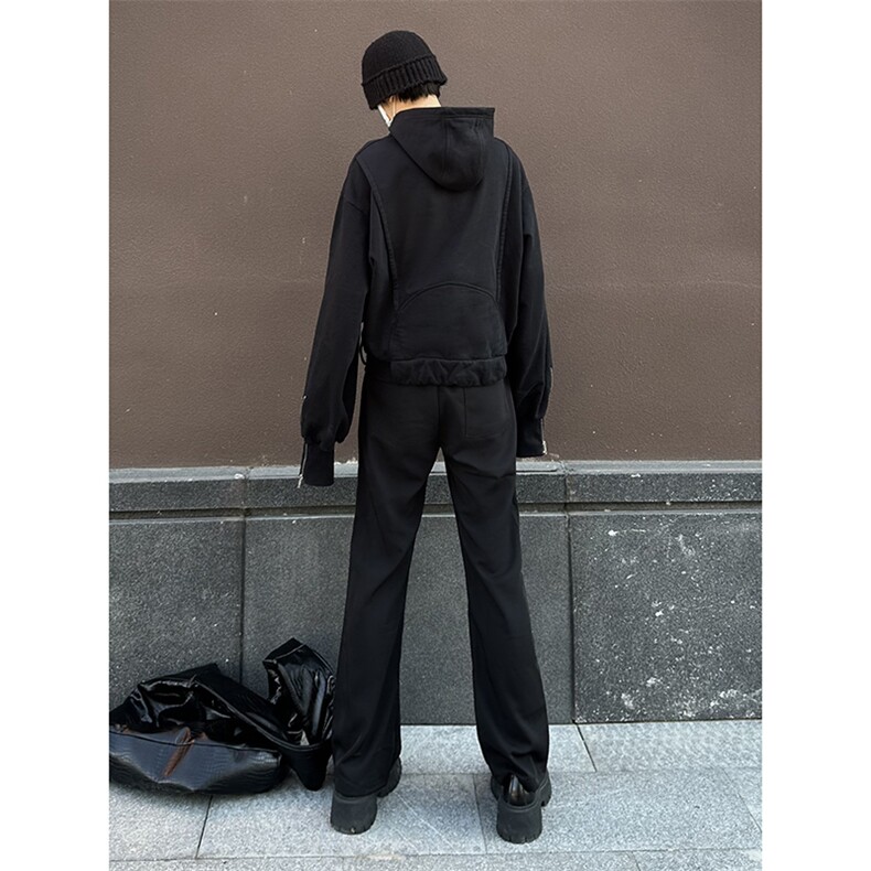 B221美式ins高街纯色情侣款休闲微喇冰丝西裤LK23083-P55控78,男装休闲裤,电商B221