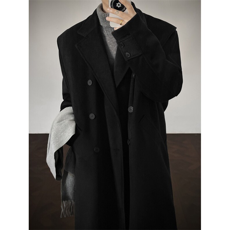 517A-8-Y88-P145冬季韩版老钱风高级感假两件复古毛呢大衣中长款，男装毛呢大衣，星座517A-8（原B282）