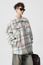 粗花呢格纹棉服复古大码夹棉加厚小香风毛圈格子呢外套LF101特P95，男装棉衣，电商B215