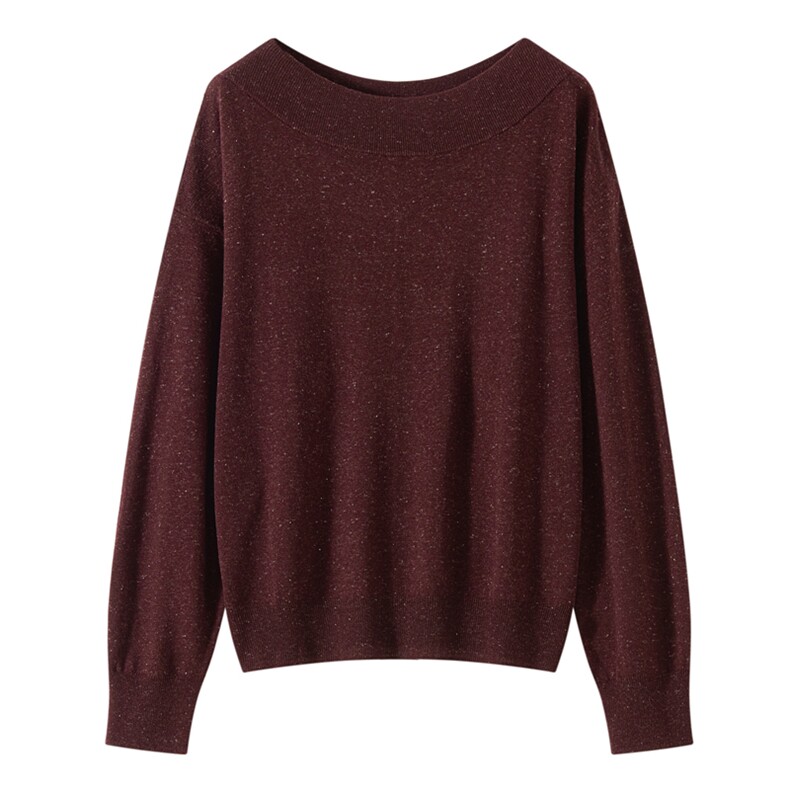 女套头通勤一字领长袖时尚百搭休闲，女装羊毛衫，东远绒业