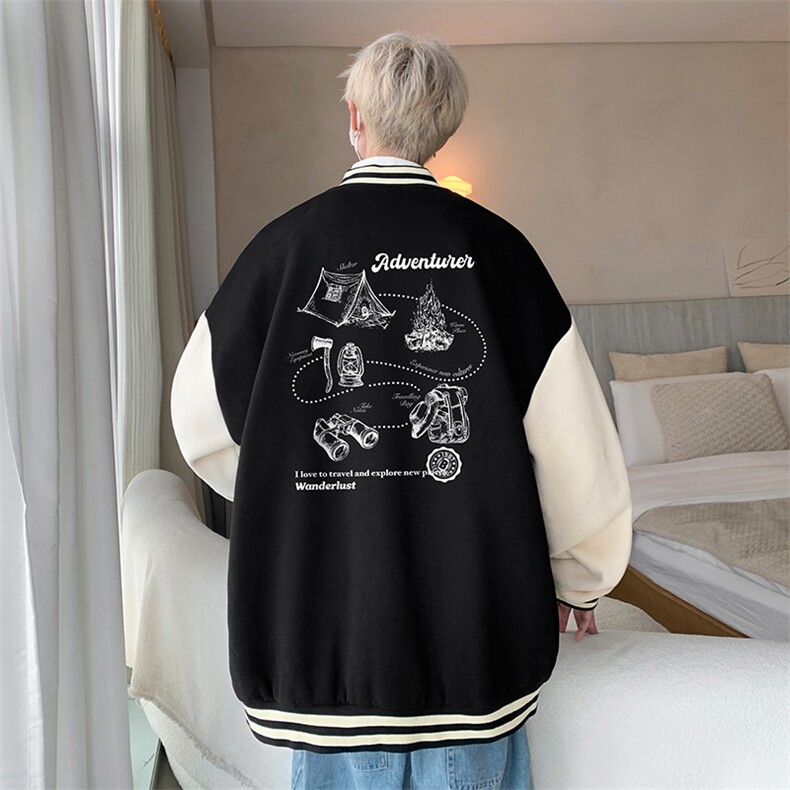 摇粒绒棒球服男大码开衫卫衣男夹克BF86336-P65,男装夹克,电商A040