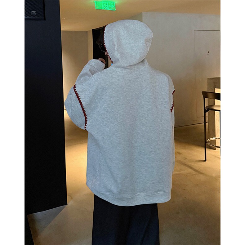 WY10155-特P48控88新款连帽贝壳绣花麦穗提花大码男宽松情侣卫衣,男装卫衣,电商A059