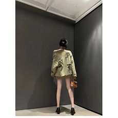 麂皮绒夹克美式复古贴布刺绣潮牌休闲棒球棉外套，男装夹克，星座506A