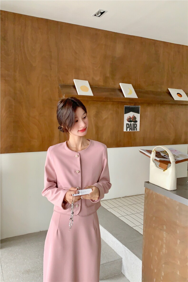 2026秋季新款现货轻熟风粉色气质高级套装裙P185K278,女装套装/套裙,2D146