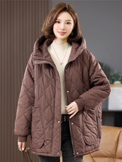 2025冬季时尚休闲夹棉加厚保暖舒适中长款棉服，女装棉衣/棉服，独衣靓