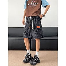 美式工装短裤男夏季2025新款潮牌青少年中裤子运动篮球宽松五分裤，男装牛仔裤，星座506