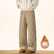 抖音羊羔毛菱格夹棉宽松保暖阔腿棉裤男K5613J加棉-特P45控78，男装棉裤，电商A001